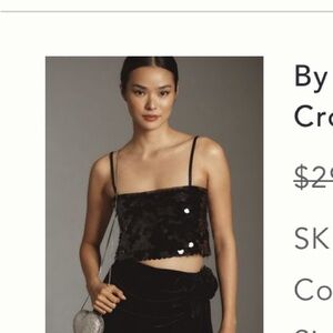 Anthropologie Pauillette Black Sequin Crop Top